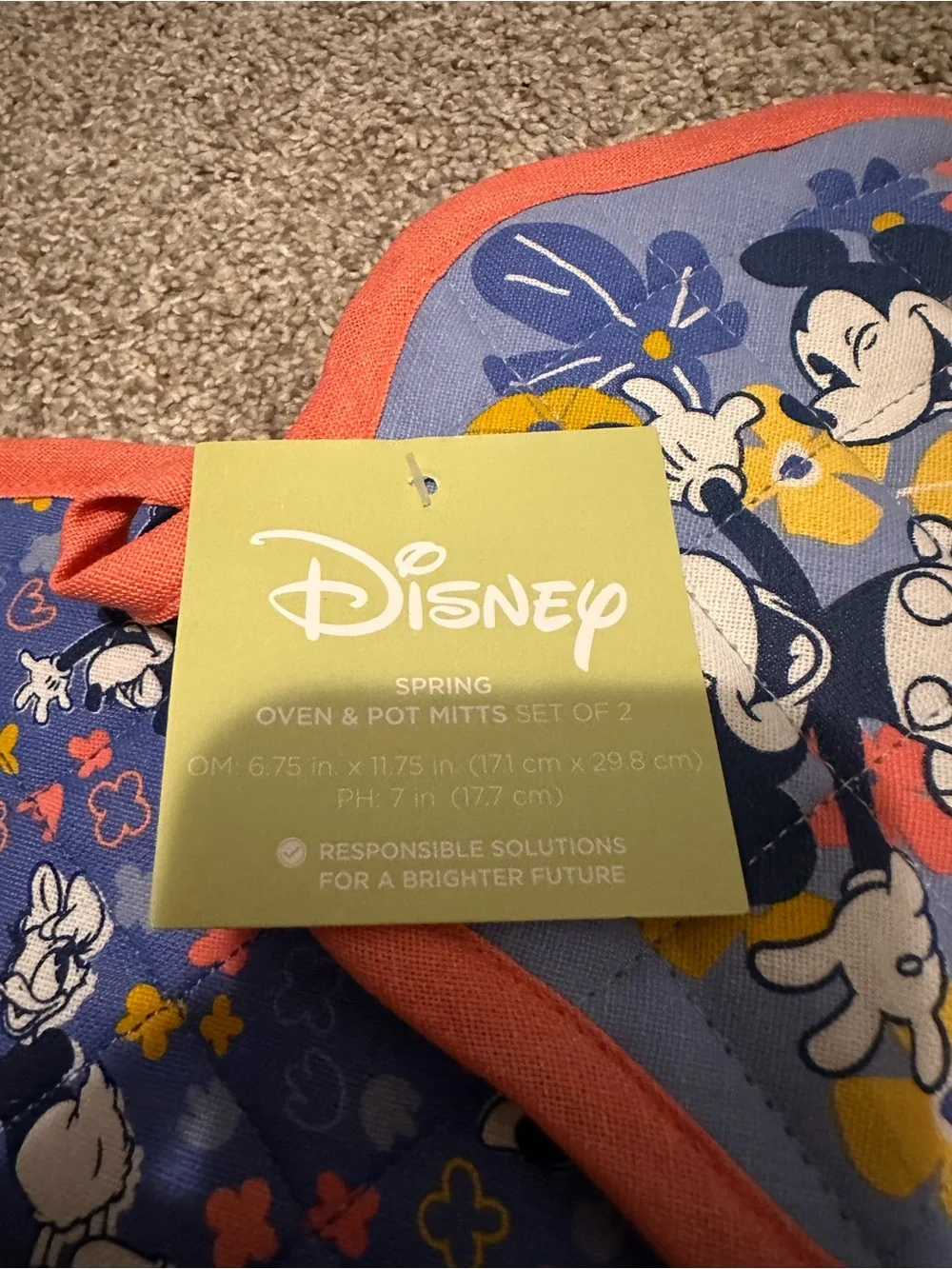 Disney Blue Minnie Mouse Oven Mitt and Pot Holder Set